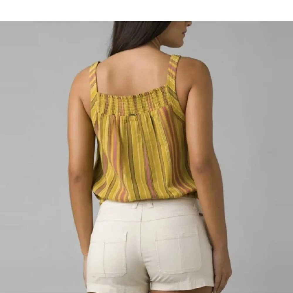 Prana Women's Large Little Palm Cami Smocked Tie Hem Tank Top Leapfrog New Tags. - Picture 3 of 7